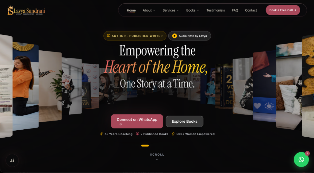 Lavya Sundrani website homepage