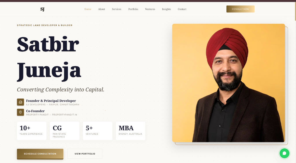 Satbir Juneja website homepage