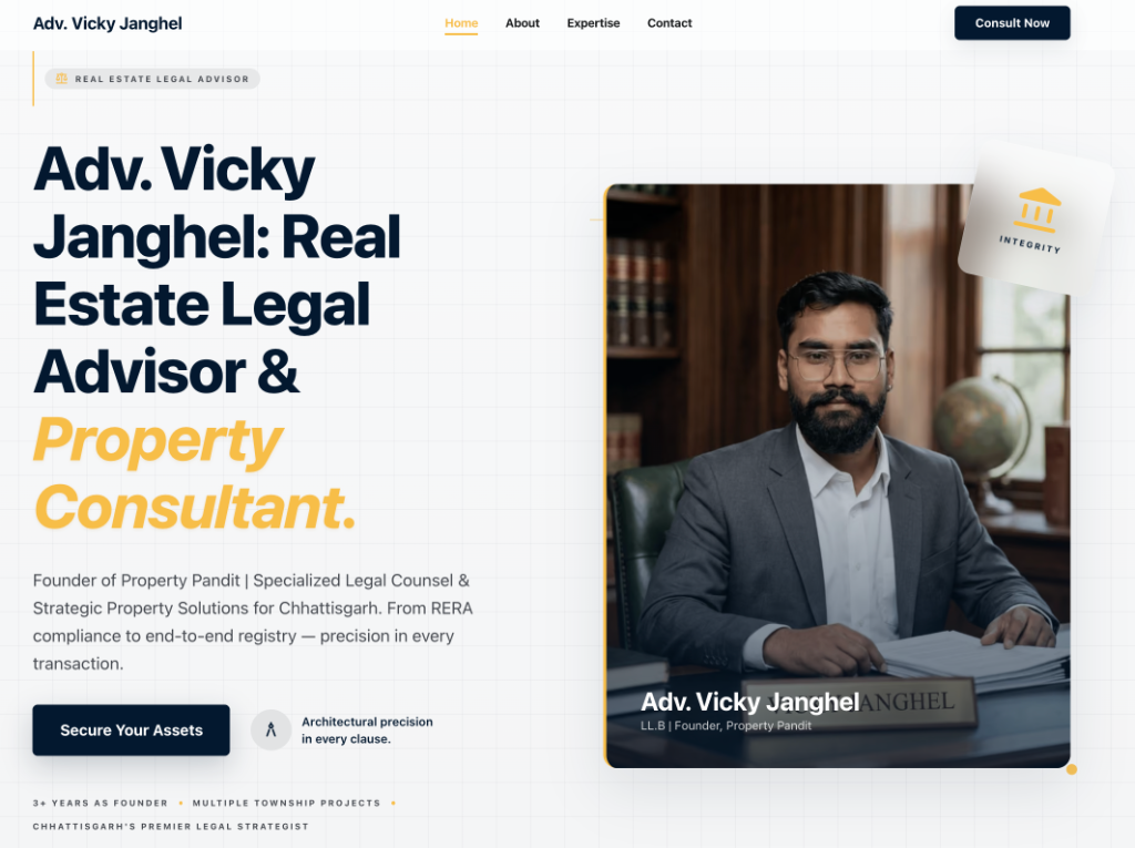 Adv. Vicky Janghel website homepage