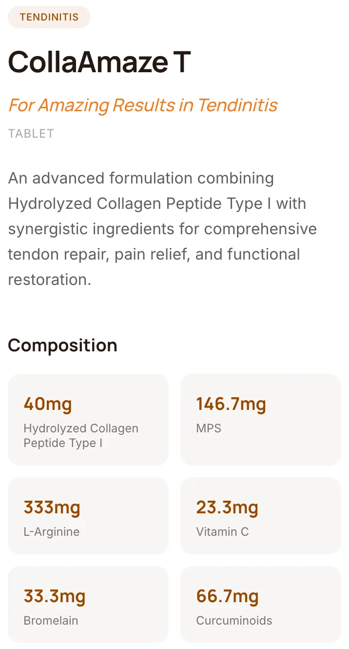 Zotika's CollaAmaze T product information and formulation hierarchy.